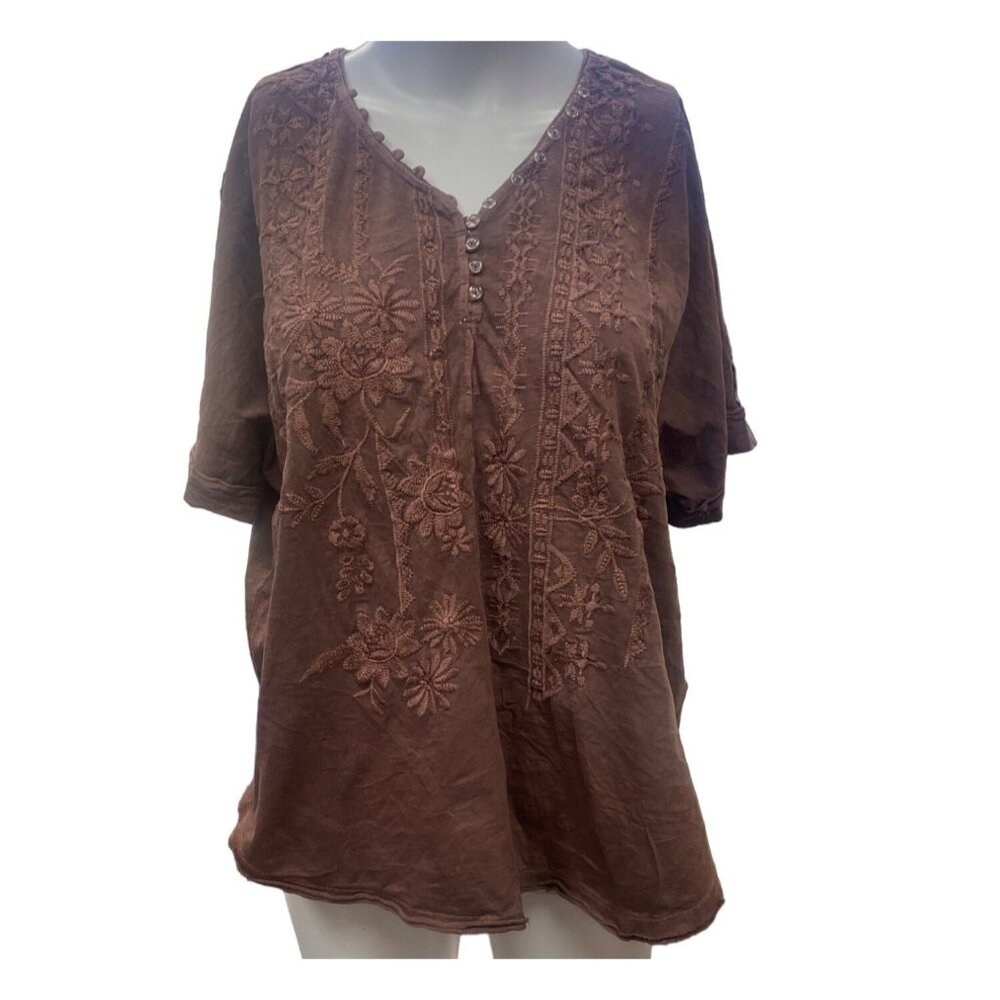 Caite Women's Brown Blouse loose fit Size Small SKU 1373
